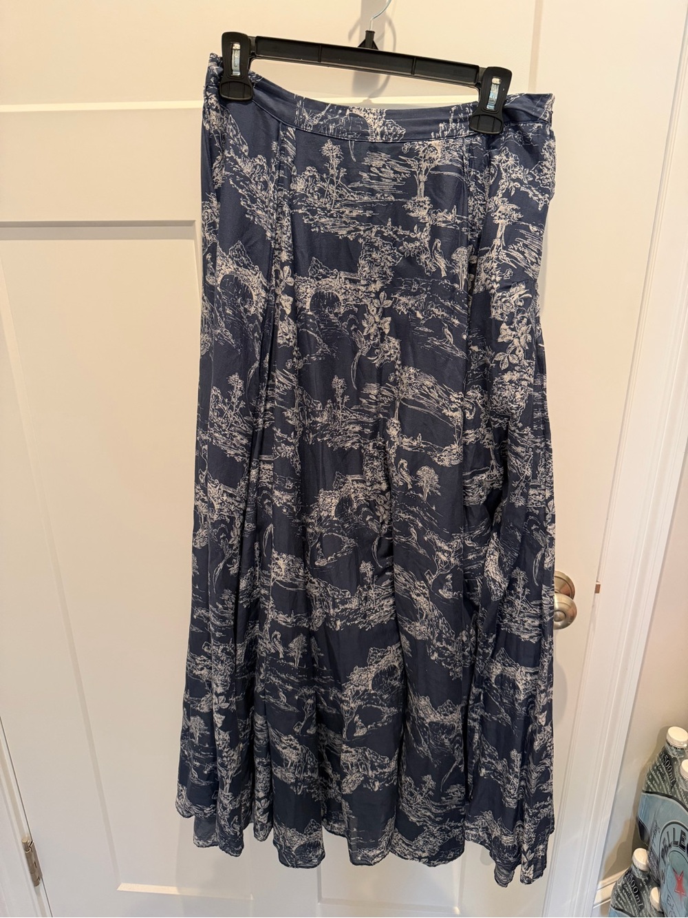 LoveShackFancy navy toile print maxi skirt